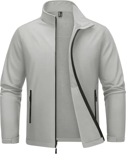 Vista 12 de MAGCOMSEN Chaqueta Softshell con forro polar para hombre, ligera, impermeable, cortavientos con cremallera, abrigo de lluvia para invierno