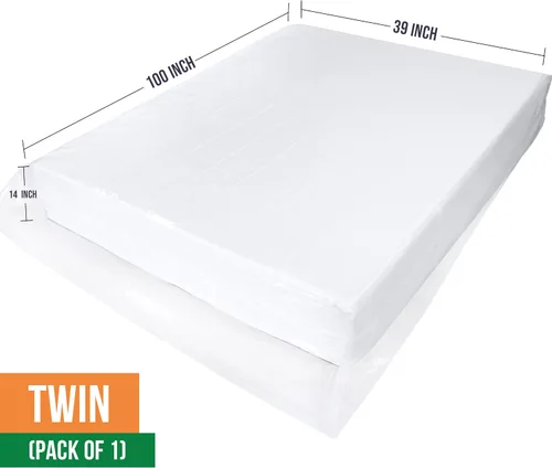 Vista 2 de Utopia Home Funda de colchón de tamaño individual para mudanza, bolsa de colchón de plástico de 2 mil de grosor para desechar, funda de colchón se
