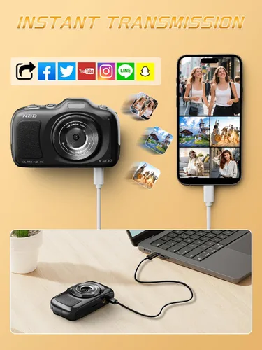 Vista 7 de Cámara digital 4K 64MP con tarjeta de 64 GB y zoom de 16X, fácil para niños