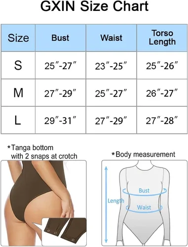 Vista 7 de GXIN Body sexy de 2 piezas para mujer, manga larga, acanalado, bodysuits