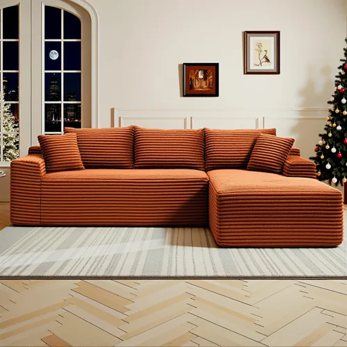 Vista 17 de Cloud Sofá modular moderno de 108 pulgadas con asiento profundo, sofás de pana sin hueso con diván en forma de L para sala de estar, no requiere