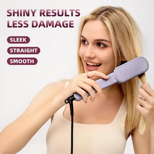 Vista 4 de Cepillo alisador de pelo iónico, cepillo alisador 2 en 1, peine alisador con iones negativos para mujeres, peine alisador de pelo de cerámica