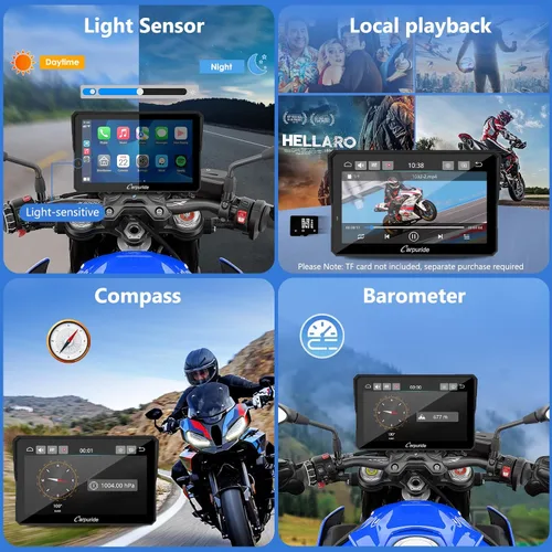 Vista 25 de CARPURIDE W502BS para BMW Moto CarPlay y lectura de datos A-Auto, Maravilla nativa 5" waterproof GPS screen with dual Bluetooth, native data