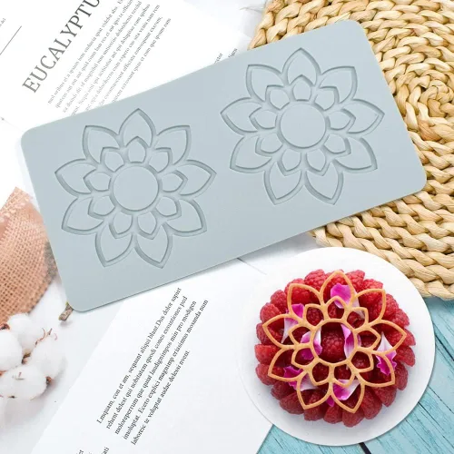 Vista 17 de Molde de encaje de hojas huecas 3D, molde de encaje de silicona con formas de flores de múltiples hojas para decoración de pasteles, tapete