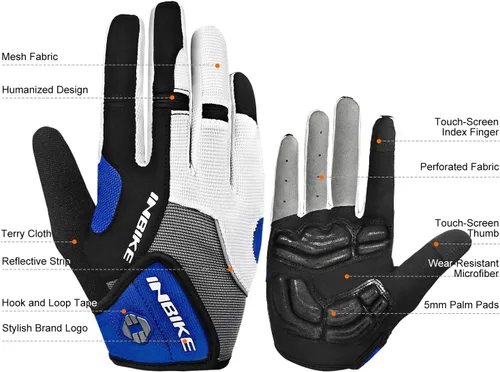 Vista 2 de INBIKE Guantes de ciclismo para hombre acolchados de gel de 0.197 in transpirables y resistentes al desgaste