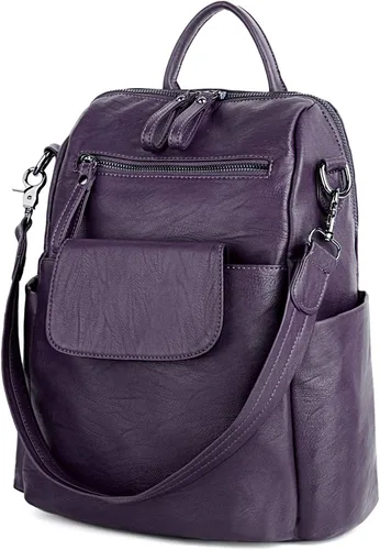 Vista 6 de UTO Bolso de la mochila de las mujeres 3 maneras PU cuero lavado señoras mochila hombro bolso nuevo azul