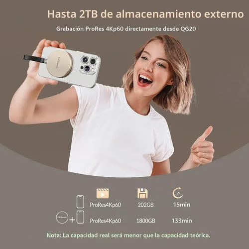 Vista 5 de GiGimundo SSD portátil magnético de 2 TB, hasta 2000 MB/s, unidades externas de estado sólido con USB-C 3.2 Gen 2x2 compatibles con iPhone 15/16/17
