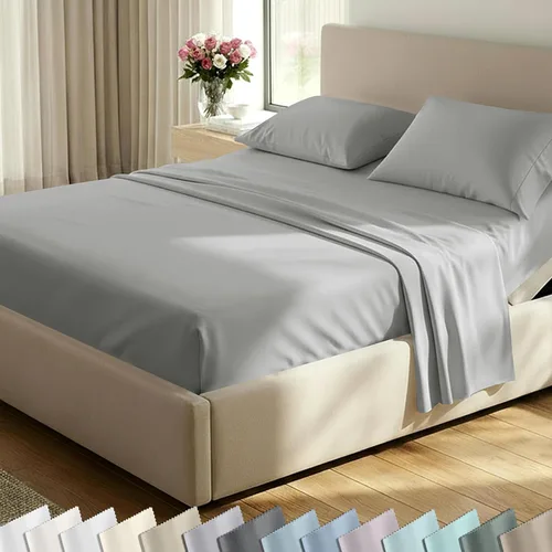 Vista 65 de California Design Den Juego de sábanas de lujo tamaño King - 100% algodón, 600 número de hilos, sábanas King de bolsillo profundo, ropa de cama
