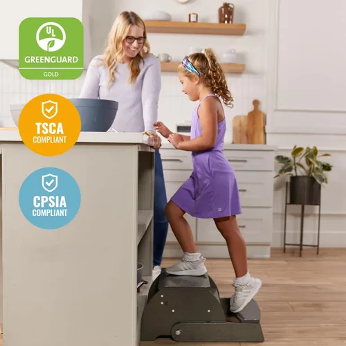 Vista 6 de ECR4Kids Taburete y silla multiusos Flip-Flop, muebles para niños, gris lavado