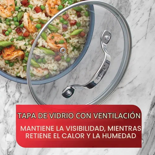 Vista 4 de T-fal Platinum - Cazuela antiadherente de 3 cuartos de galón apta para inducción, horno, parrilla y lavaplatos, color gris