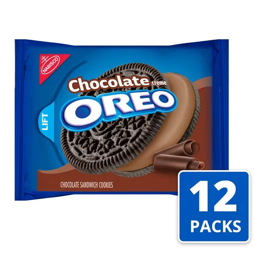 Vista 3 de OREO Galletas sándwich de chocolate con crema de chocolate, paquetes de 12 - 15.25 onzas
