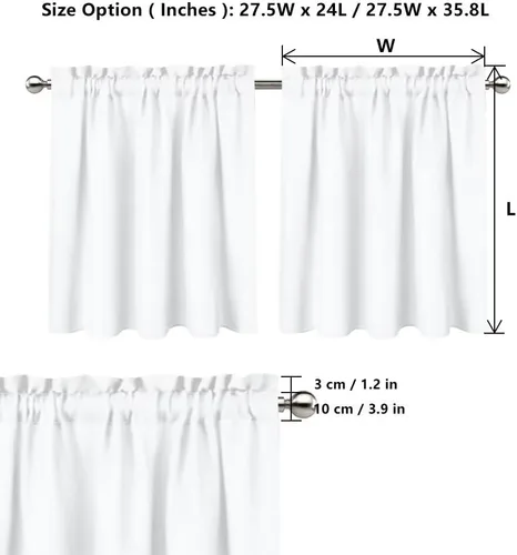 Vista 4 de God Bssing You Tier Curtains for July 4Th 2026 27.5x24 2 Panels Light Filtering Half Window Rod Pocket for Kitchen/Bathroom