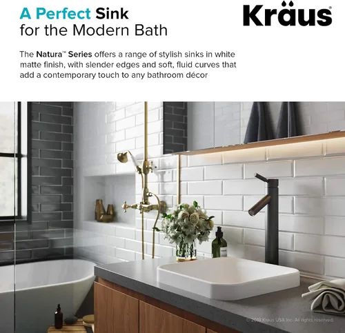 Vista 6 de Kraus KSR-9MW Natura - Lavabo para baño, color blanco mate
