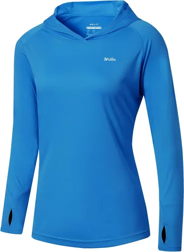 Vista 26 de Willit - Sudadera con capucha y protección solar FPU 50+ para mujer, camiseta de manga larga con FPS, ligera, para exteriores, senderismo, pesca