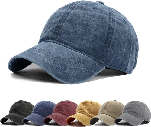 Vista 6 de HH HOFNEN Gorra de béisbol de algodón de sarga lavada y desgastada, vintage, ajustable, para hombre y mujer