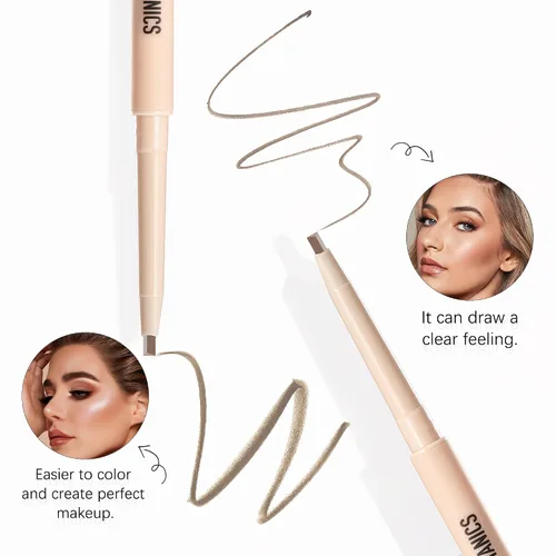 Vista 5 de Maquillaje de lápiz de cejas, la mayoría de los ingredientes son orgánicos o naturales, marrón medio, lápiz de cejas impermeable, cepillo de cejas