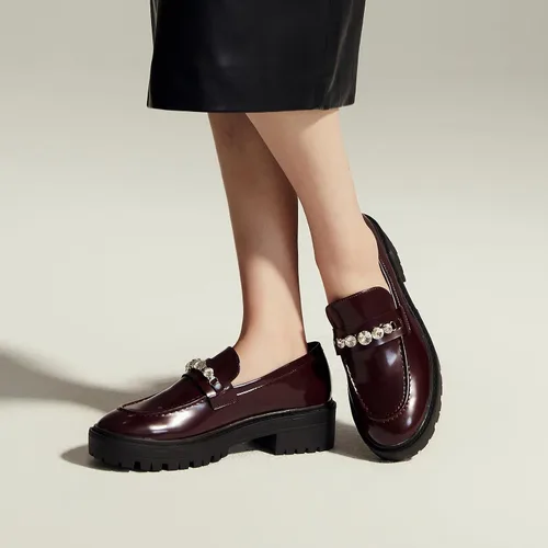 Vista 5 de C.Paravano Mocasines gruesos para mujer cómodos mocasines de plataforma con suela de lengüeta en negro, estampado exquisito