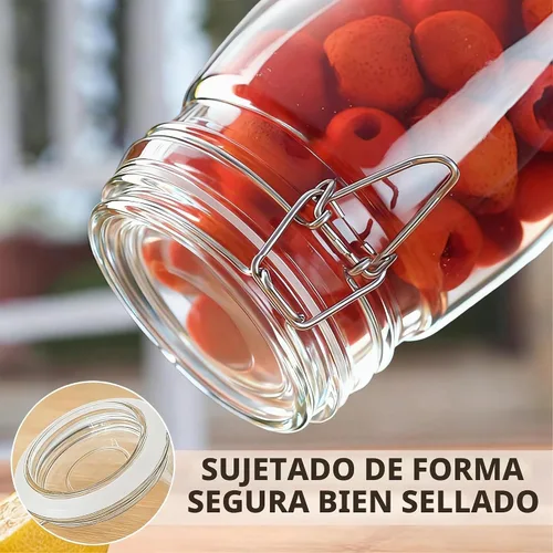 Vista 3 de Tarros de vidrio con tapa hermética de 34 onzas, paquete de 4 unidades, boca ancha 32OZ-4PCS Redondo
