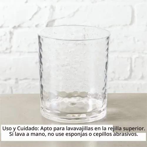 Vista 3 de KX-WARE Vasos acrílicos de plástico de 14 onzas, juego de 6 unidades, transparentes, estilo martillado, apto para lavavajillas, sin BPA