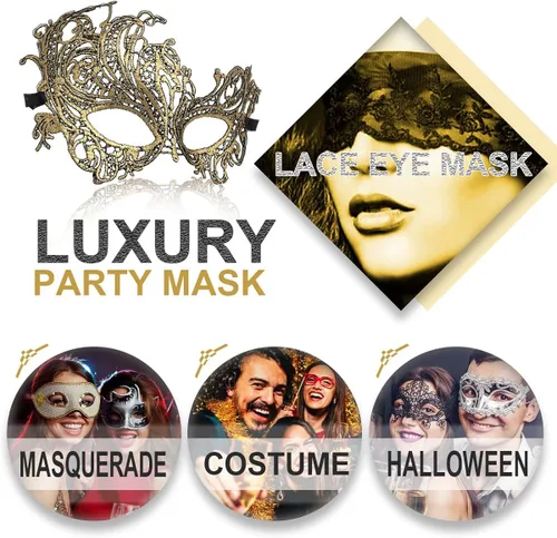 Vista 2 de Máscara de máscaras para mujeres y hombres máscara de pareja para carnaval Halloween máscara de ojos de encaje para fiesta baile de graduación bar