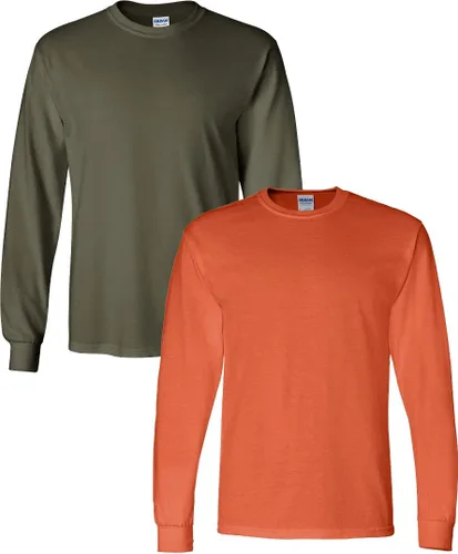 Vista 59 de Gildan - Camiseta de algodón y de manga larga para hombre, modelo G2400 (1) verde irlandés + (1) negro
