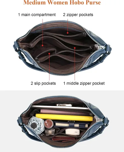 Vista 6 de Over Earth Bolso Hobo de cuero genuino para mujer, bolsos cruzados