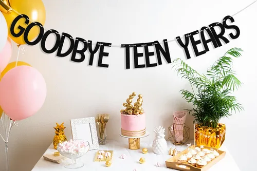 Vista 5 de Cartel de "Goodbye Teen Years", decoraciones de cumpleaños número 20 y fabuloso, suministros de decoración de fiesta de aniversario de 20 años