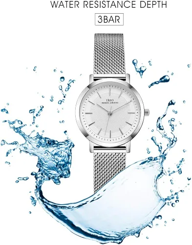 Vista 6 de Reloj de pulsera para mujer con correa de acero inoxidable, de cuarzo, a prueba de agua