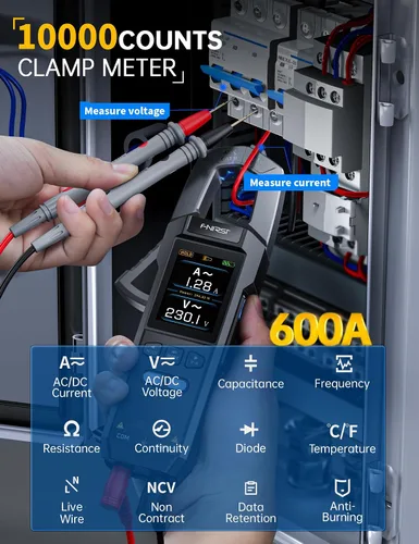 Vista 2 de FNIRSI DMC-100 Clamp Meter 9999 Counts TRMS, 600A AC/DC Amp Meter