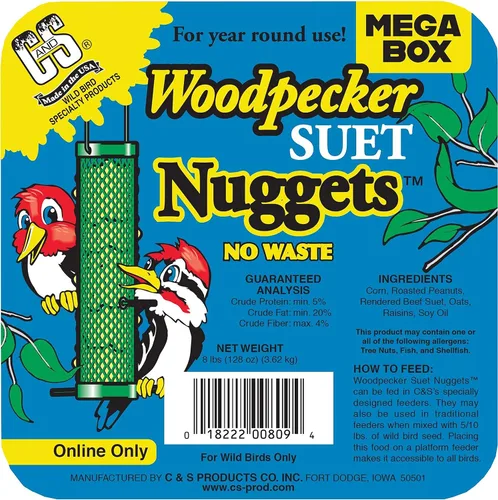 Vista 2 de C&S Pepitas de Sebo para Picoteo de Pájaros Carpinteros, Caja Mega de 8 Libras (Paquete de 2)