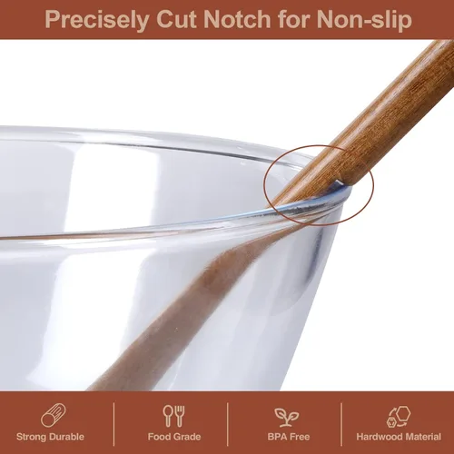 Vista 10 de Utensilios de cocina de madera, 6 piezas de cucharas de madera de acacia natural para cocinar con diseño antiadherente y resistente al calor, juego