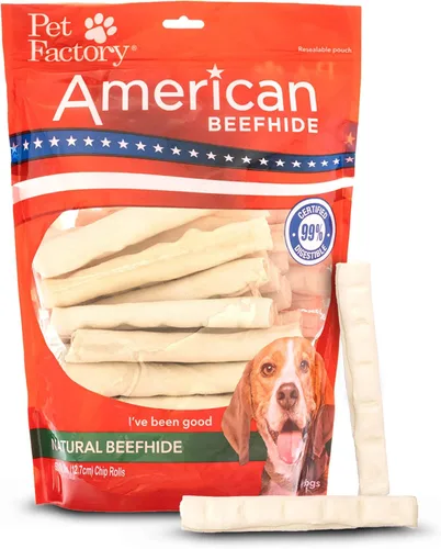 Vista 13 de Pet Factory American Beefhide - Rollos de chips de 5 pulgadas para perros, sabor a carne de res y pollo, 50 unidades/1 paquete