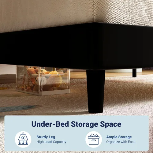Vista 5 de Allewie Twin Platform Bed Frame with Velvet Upholstered Headboard