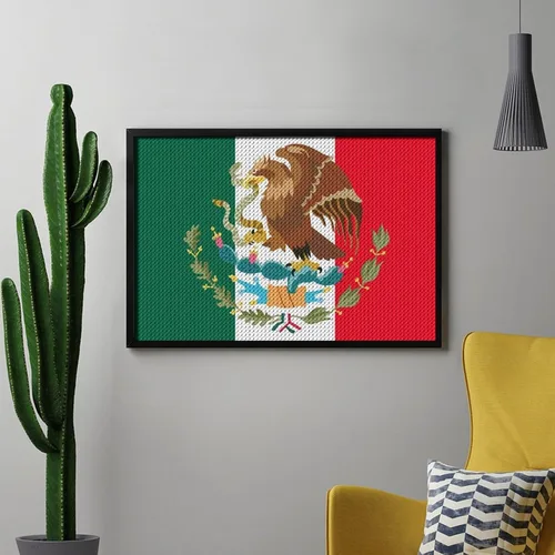 Vista 5 de Kits de pintura de diamantes con bandera mexicana para adultos, taladro completo 5D, manualidades para decoración de pared del hogar, regalo