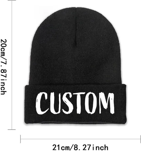 Vista 2 de Diseño de imagen de nombre de texto personalizado Su propio gorro gorro Mujeres Hombres Knit Cap