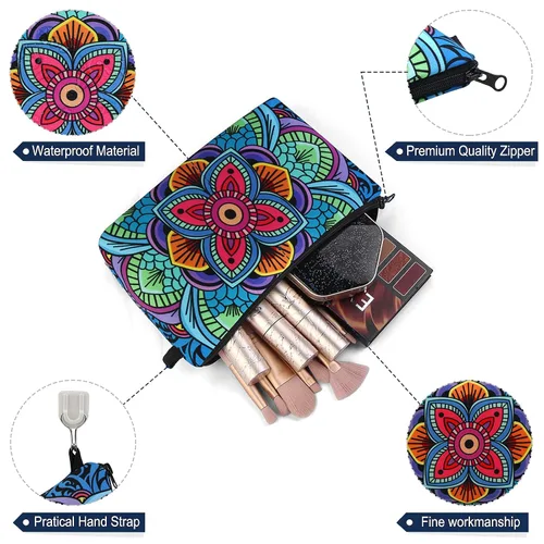 Vista 3 de MAGEFY Bolsa de maquillaje Bolsa de cosméticos, 2 paquetes azul, Lindo
