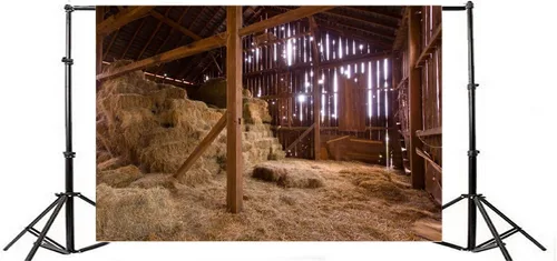 Vista 3 de Yeele Fondo de fotografía de granero occidental de 10 x 8 pies, pacas de heno, pajares de heno, fondo de fotos rurales, cobertizo de madera retro
