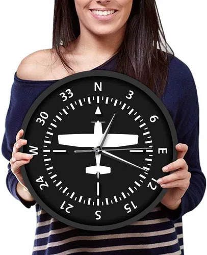 Vista 8 de Geek Alerts Aviación avión brújula vueltas pilotos reloj de pared a pilas instrumento de vuelo decorativo para el hogar reloj temático de avión