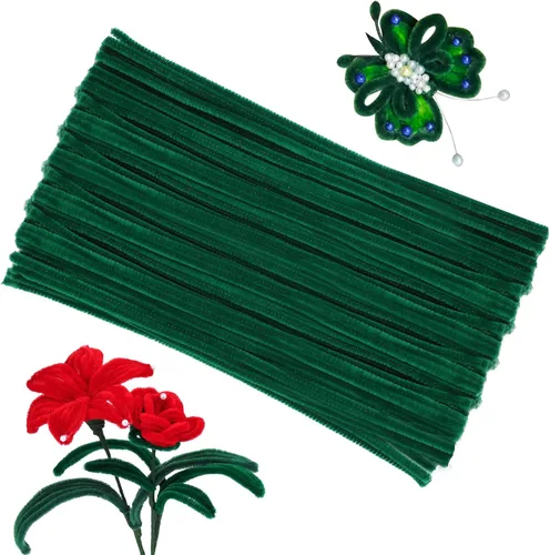 Vista 11 de ZXIIXZ Limpiapipas, 100 limpiadores de tuberías verdes a granel para hacer flores