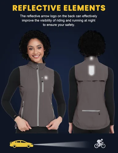 Vista 5 de Little Donkey Andy Chaleco ligero de secado rápido para mujer, resistente al viento, sin mangas, elástica, para golf, ciclismo, correr