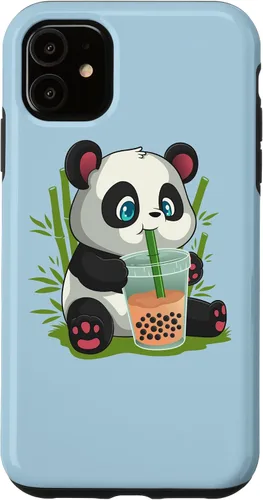 Vista 8 de Kawaii Cute Anime Panda Otaku Japanese Bubble Boba Case for iPhone 17