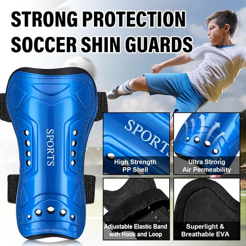 Vista 2 de Espinilleras de fútbol para jóvenes, 2 pares de espinilleras para jóvenes y adultos, equipo de protección para juegos de fútbol