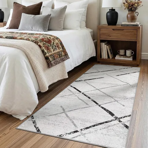 Vista 203 de jinchan Alfombra marroquí de pasillo 2x6 - Alfombra de pasillo lavable a máquina para cocina, alfombra moderna geométrica suave de pelo bajo