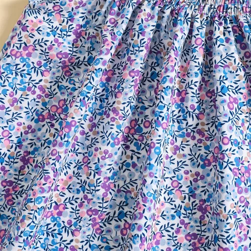Vista 6 de MODNTOGA Vestido de verano floral para niña, manga con volantes, estampado de flores silvestres, vestido de playa para niña, vestido de princesa