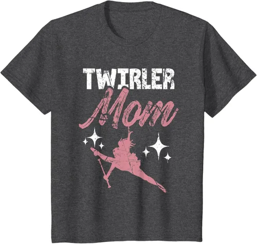 Vista 22 de Twirler Mom Baton Madre Majorette Funny Gymnastic Twirling T-Shirt Negro
