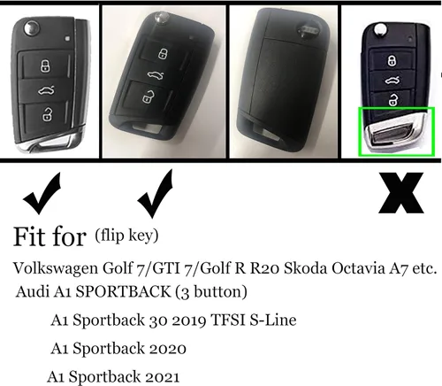Vista 3 de ontto Funda para llavero con tapa para Audi A1 2020