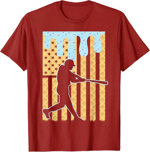 Vista 46 de Camiseta de béisbol Drip Boys Dripping Ice Cream Baseball American Flag, Negro -, Pequeña