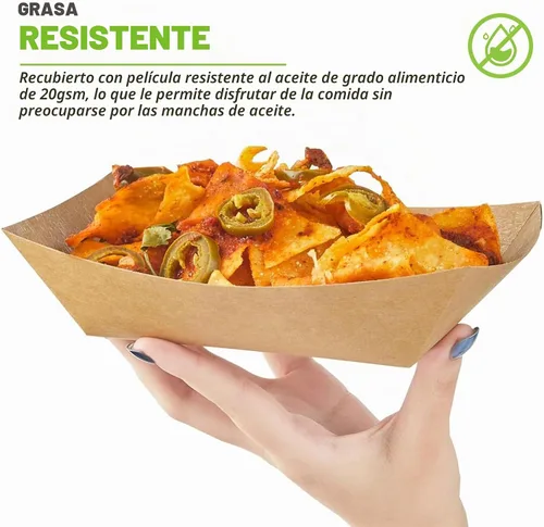 Vista 4 de ZORRITA - Paquete de 50 bandejas de papel para alimentos de 3 libras