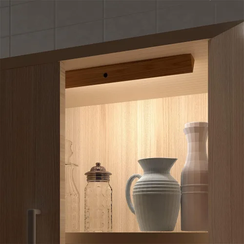 Vista 4 de Luces LED de noche recargables con sensor de movimiento magnético de madera, fácil de instalar, adecuadas para baño, sala de estar, dormitorio