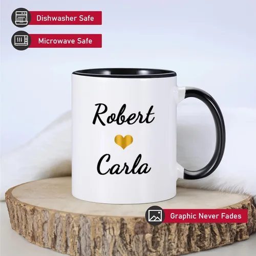 Vista 4 de Regalo de boda del 50 aniversario para padres – Beber café juntos desde 1973 taza de café personalizada con nombre de pareja y año de boda, regalos